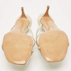 Pre Owned Valentino Metallic Leather VLogo Signature Slide Sandals Size 36