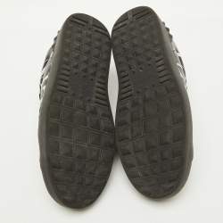 Pre Owned Valentino Black/White Leather VLTN Open Rockstud Low Top Sneakers Size 39