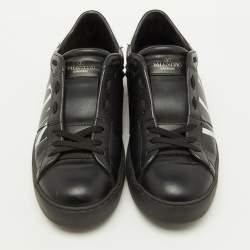 Pre Owned Valentino Black/White Leather VLTN Open Rockstud Low Top Sneakers Size 39