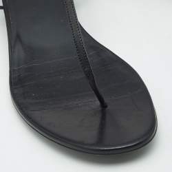 Pre Owned Valentino Black Leather VLogo Thong Sandals Size 40