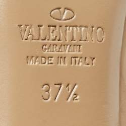 Pre Owned Valentino Beige Patent Leather Rockstud Caged Pumps Size 37.5