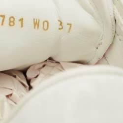 Valentino White/Pink Leather Rockstud Lace Up  Sneakers Size 37