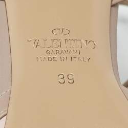 Pre Owned Valentino Dusty Pink Leather Rockstud Ankle Strap Pumps Size 39