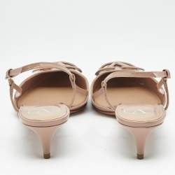 Pre Owned Valentino Dusty Pink Patent Leather VLogo Slingback Pumps Size 41