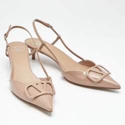 Pre Owned Valentino Dusty Pink Patent Leather VLogo Slingback Pumps Size 41