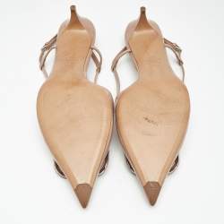 Pre Owned Valentino Dusty Pink Patent Leather VLogo Slingback Pumps Size 41