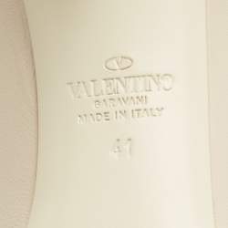 Pre Owned Valentino Cream/Black Patent Leather Rockstud Alcove Pumps Size 41