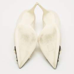 Pre Owned Valentino Cream/Black Patent Leather Rockstud Alcove Pumps Size 41