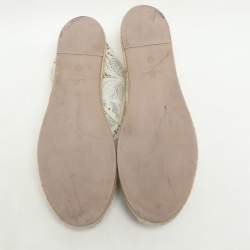Pre Owned Valentino White Lace Espadrille Flats Size 40