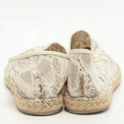 Pre Owned Valentino White Lace Espadrille Flats Size 40