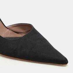 Pre Owned Valentino Black Satin D'orsay Slingback Pumps Size 40