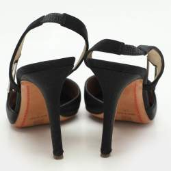 Pre Owned Valentino Black Satin D'orsay Slingback Pumps Size 40