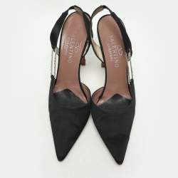 Pre Owned Valentino Black Satin D'orsay Slingback Pumps Size 40