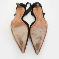 Pre Owned Valentino Black Satin D'orsay Slingback Pumps Size 40