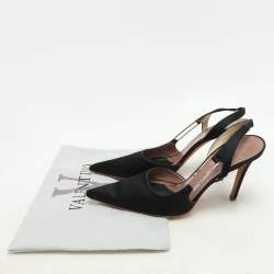 Pre Owned Valentino Black Satin D'orsay Slingback Pumps Size 40