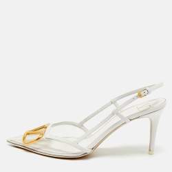 Valentino White/Transparent Leather VLogo Slingback Pumps Size 39.5