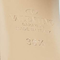 Pre Owned Valentino Beige Leather Rockstud Ankle Strap Sandals Size 36.5