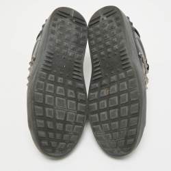 Pre Owned Valentino Black Leather Rockstud Low Top Sneakers Size 37