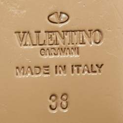 Pre Owned Valentino Beige Patent Leather Rockstud Pointed Toe Ballet Flats Size 38