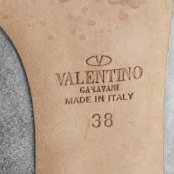 Pre Owned Valentino Grey Suede Rockstud Ankle Wrap Pointed Toe Pumps Size 38