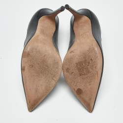 Pre Owned Valentino Black Leather and PVC Dollybow Pointed Toe Pumps Size 37