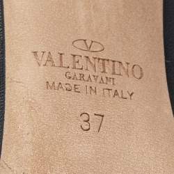 Pre Owned Valentino Black Leather and PVC Dollybow Pointed Toe Pumps Size 37