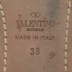 Pre Owned Valentino Gold Leather Rockstud Bow Ballet Flats Size 38