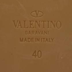 Pre Owned Valentino Beige/Brown Leopard Canvas Rockstud Ankle Strap Platform Sandals Size 40