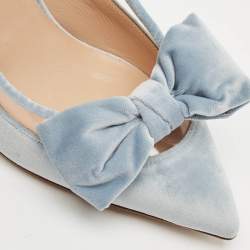 Pre Owned Valentino Light Blue PVC and Velvet Dollybow Pumps Size 37
