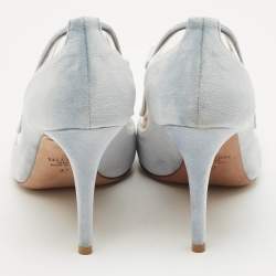 Pre Owned Valentino Light Blue PVC and Velvet Dollybow Pumps Size 37