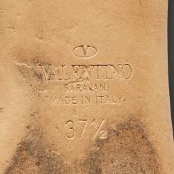 Pre Owned Valentino Black Leather VLogo Pointed Toe Ballet Flats Size 37.5