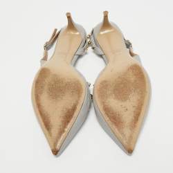 Pre Owned Valentino Light Blue Leather Rockstud Slingback Pumps Size 40.5