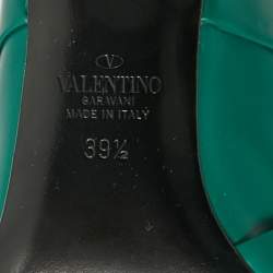 Pre Owned Valentino Dark Green Leather Roman Stud Pointed Toe Mules Size 39.5