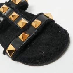 مملوكة مسبقًا صندل فالتنيو رومان ستد جلد بيج مسطح مقاس 39.5