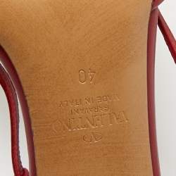 Pre Owned Valentino Red/White Canvas and Leather VLogo Slingback Pumps Size 40