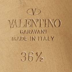 Pre Owned Valentino Gold Leather VLogo Crystals Slide Sandals Size 36.5