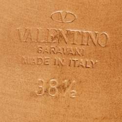 Pre Owned Valentino Bronze Leather Rockstud Cage Ankle Strap Sandals Size 38.5