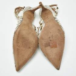 Pre Owned Valentino Multicolor Leather Crystal Embellished Rockstud  Ankle Strap Pumps Size 38