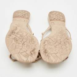 Pre Owned Valentino Beige Jelly Bow Rockstud Thong Flats Size 37