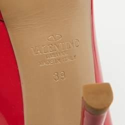 Pre Owned Valentino Coral Pink Patent Leather Platform Pumps Size 39