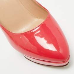 Pre Owned Valentino Coral Pink Patent Leather Platform Pumps Size 39