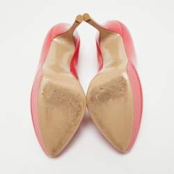 Pre Owned Valentino Coral Pink Patent Leather Platform Pumps Size 39