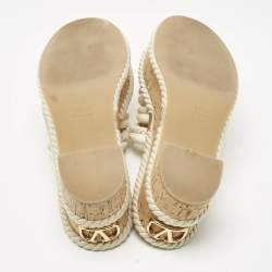 Pre Owned Valentino Ivory Leather Summerblocks Platform Mules Size 38