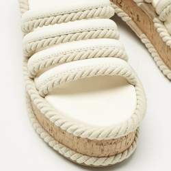 Pre Owned Valentino Ivory Leather Summerblocks Platform Mules Size 38