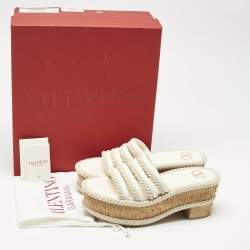 Pre Owned Valentino Ivory Leather Summerblocks Platform Mules Size 38