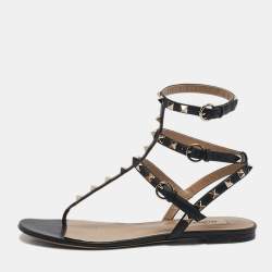 ★関税込★VALENTINO★ROCKSTUD サンダル POUDER★ Valentino Yellow and Beige Leather Rockstud Sandals Size 38
