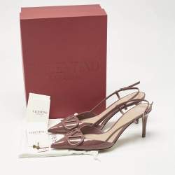 Pre Owned Valentino Beige  Patent Escape VLogo Pumps Size 40.5