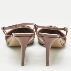 Pre Owned Valentino Beige  Patent Escape VLogo Pumps Size 40.5