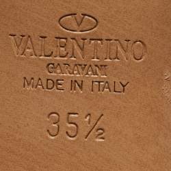 Pre Owned Valentino Black Suede Multicolor Ankle Strap Sandals Size 35.5