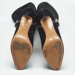 مملوكة مسبقًا بوت للركبة فالنتينو سويدي أسود روكستد مقاس 41